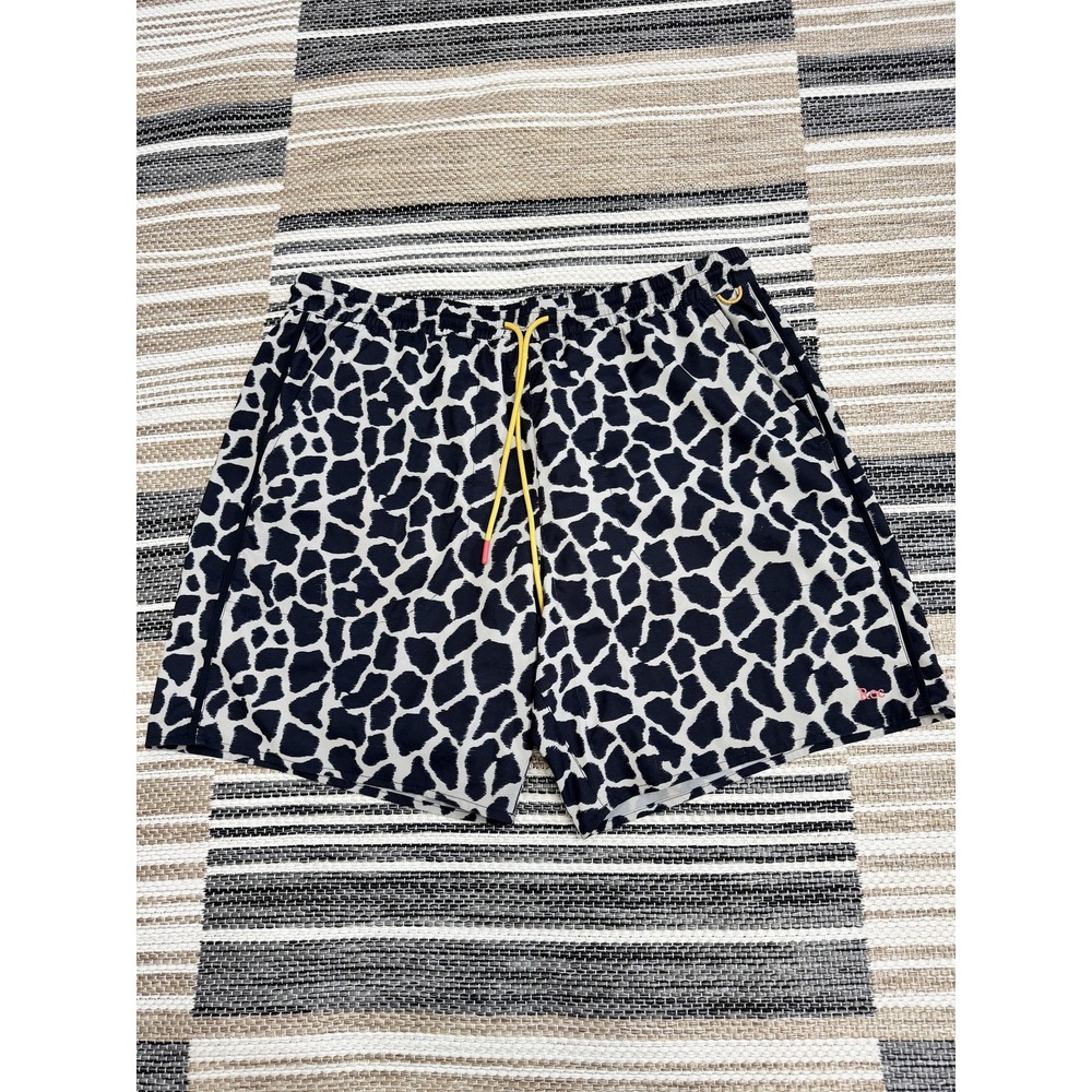 Outdoor Voices Rec Swim Trunks Mens XL Black Animal Print Mesh Lined Quick Dry